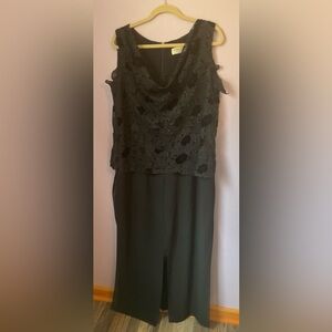 Vintage Betsy‎ & Adam by Jaslene Black Formal Semi Sheer Jumpsuit Skirt Large